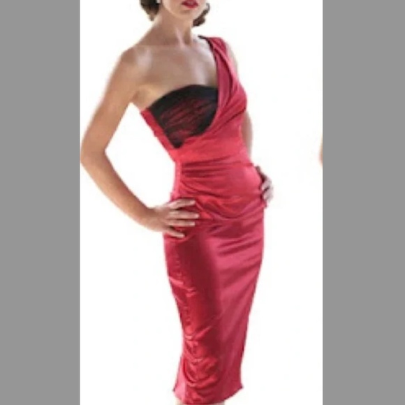 NWT Stop Staring Red Love Spell One Shoulder Retro Dress - Picture 2 of 10